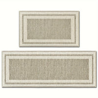 Sm:)e Rubber Non-Slip Washable Absorbent Kitchen Rugs and Mats Set of 2, Kitchen Mats for Floor Kitchen Runner Hallway Laundry Room in Front of Sink Beige Grey - 17x29 and 17x47 Inch