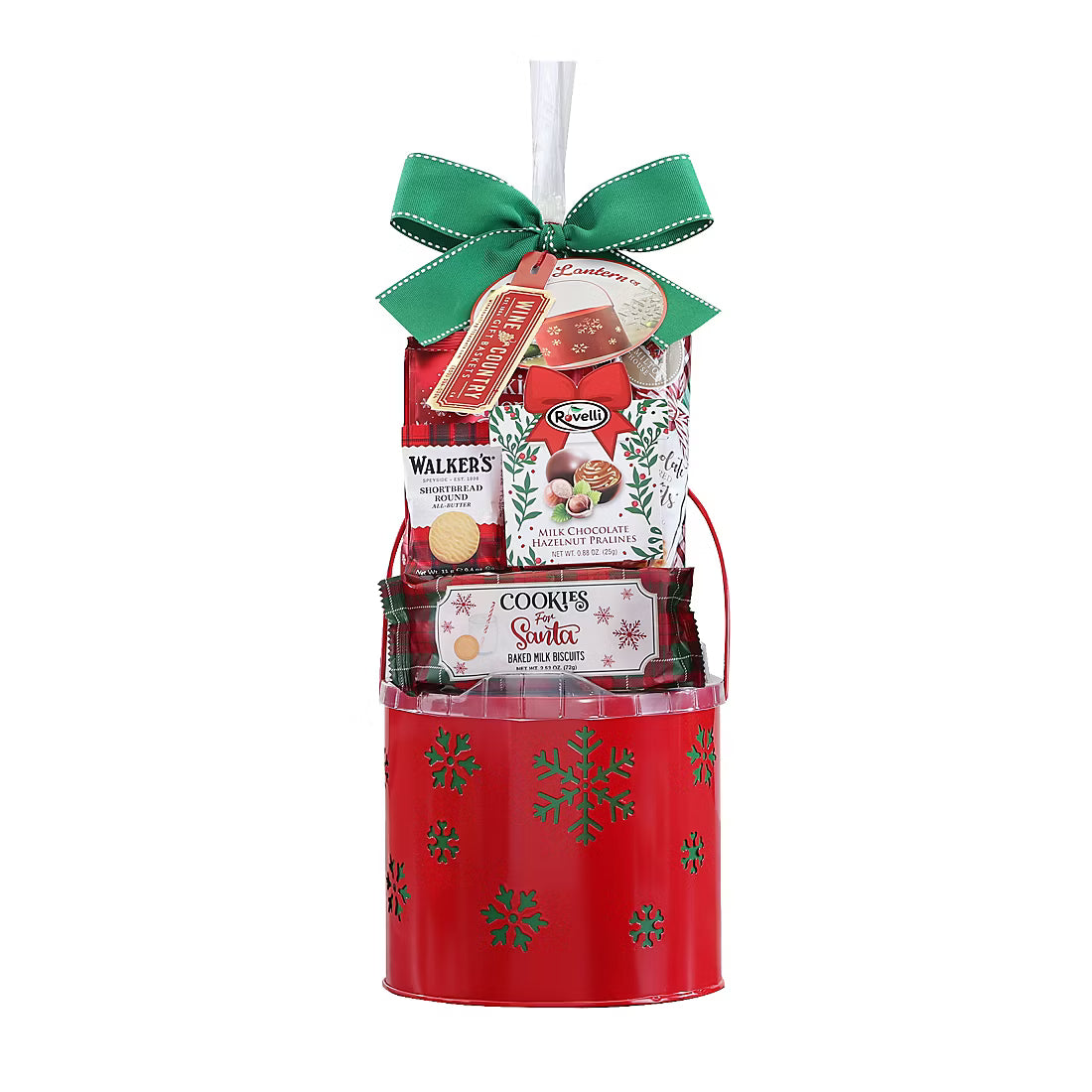 Metal Holiday Lanterns Holiday Gift Basket RED