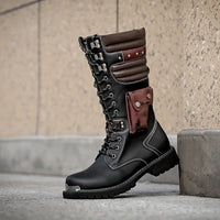 Men's Western Cowboy Boots, Comfy Non Slip Knee High Top Rubber Sole Shoes, Microfiber Upper Comfy Non Slip Durable Shoes, Men's Footwear