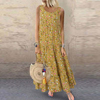 Bohemian Floral Dress Women Summer Beach Long Dress