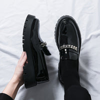 Men's Platform Business Shoes, Comfy Non Slip Casual Durable Rubber Sole Chunky Office Shoes, Men's Footwear