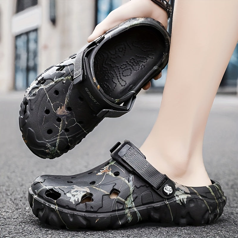 Men's Trendy Hollow Out Breathable Clogs, Comfy Non Slip Durable Soft Sole EVA Slippers For Men's Outdoor Activities, Men's Footwear