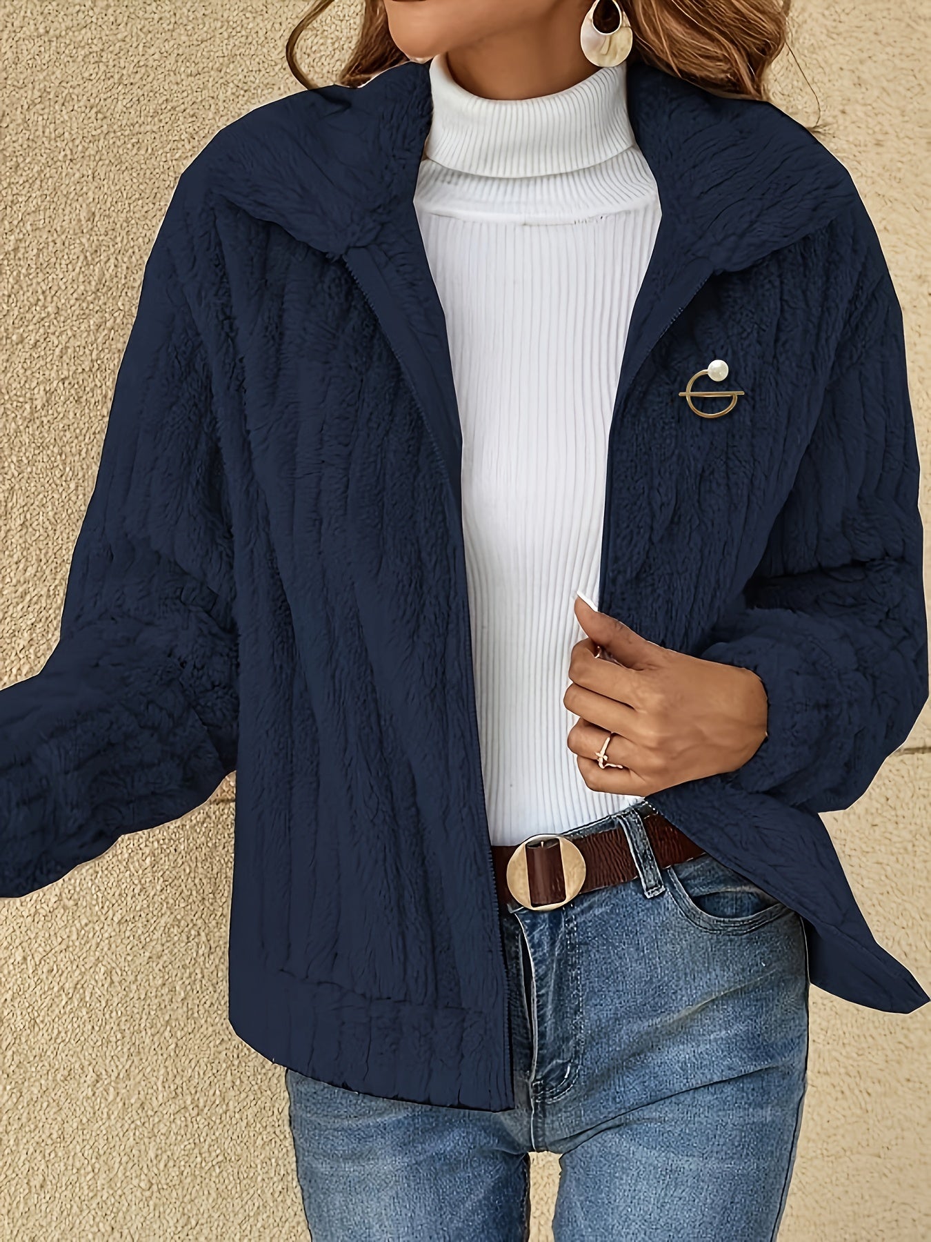 Women's Luxurious Fuzzy Coat - Toasty Elegance, Chic Open Front Design, Long Sleeve Comfort, Versatile for Casual & Formal Occasions - Cozy Fashion Outerwear