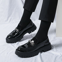 Men's Platform Business Shoes, Comfy Non Slip Casual Durable Rubber Sole Chunky Office Shoes, Men's Footwear
