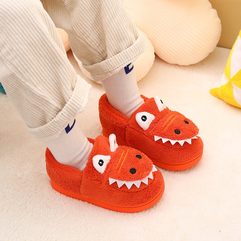 Boys' Dinosaur Slippers with Plush TPR Sole & Alligator/Crocodile Teeth - Warm Winter Indoor/Outdoor, Green & White Low-Top Easy Slip-On for, Cute Dino Footwear for Bedtime & Play