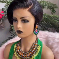 8 Chic Pixie Cut Human Hair Wig - Seamless 13x1 Transparent Lace Front - Natural Straight Bob - Easy-Part, Breathable - Perfect for Women Seeking A Stylish, Effortless Look