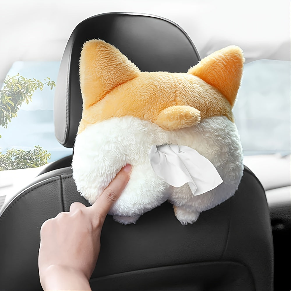 [One Cute Corgi Tissue Box] Cute Corgi Car Tissue Box: Add Some Fun To Your Ride!
