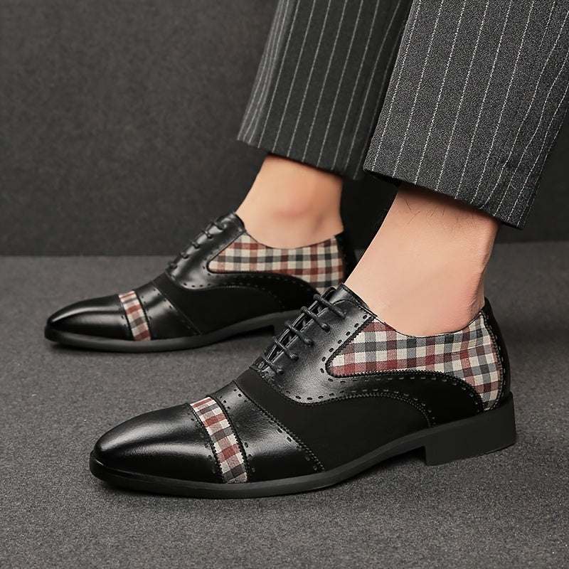 Men's Vintage Elegant Cap Toe Oxford Shoes, Comfy Non Slip Durable Rubber Sole Lace Up Formal Shoes, Men's Footwear