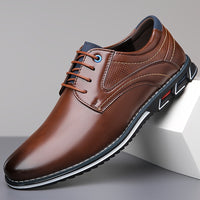 Plus Size Men's Solid Colour Plain Toe Derby Shoes, Comfy Non Slip Lace Up Rubber Sole Dress Shoes, Men's Footwear