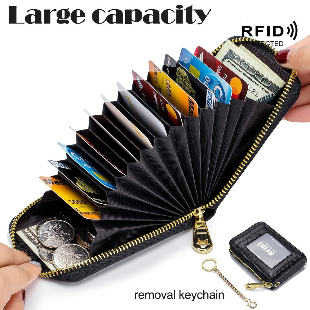 [RFID Credit Card Holder] Casual RFID Credit Card Holder, Multi-compartment Wallet - Simple Zip Around Card Case