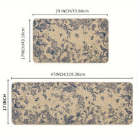 2pcs/set Sm:)e Flower Bird Leaves Kitchen Mats, Home Decor Low-Profile Kitchen Rugs For Floor - 17x29 Inches And 17x47 Inches