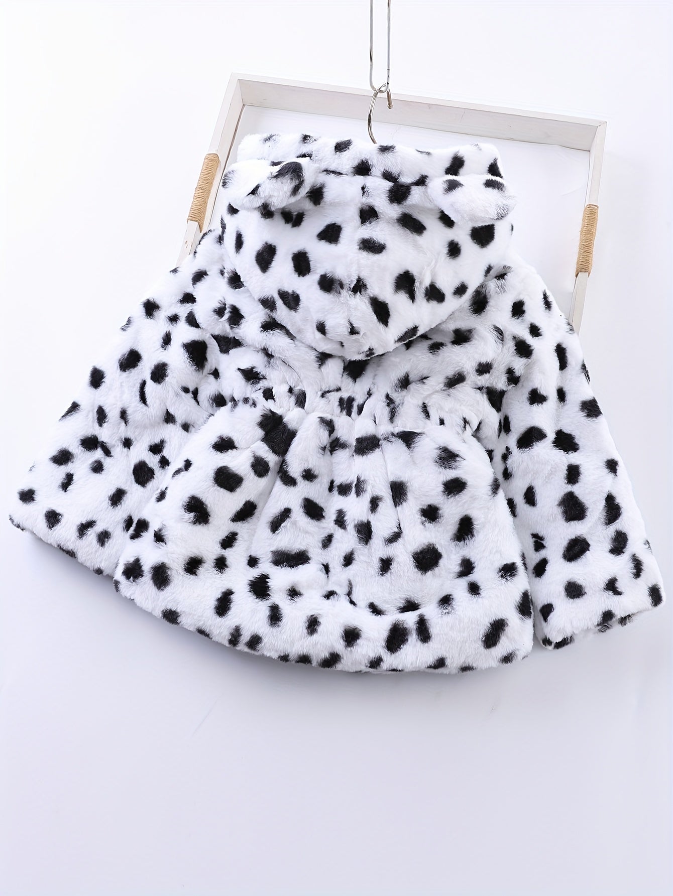 Winter Girl's Fleece Leopard Print Coat, Casual Hooded Jacket For Kids