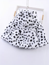 Winter Girl's Fleece Leopard Print Coat, Casual Hooded Jacket For Kids