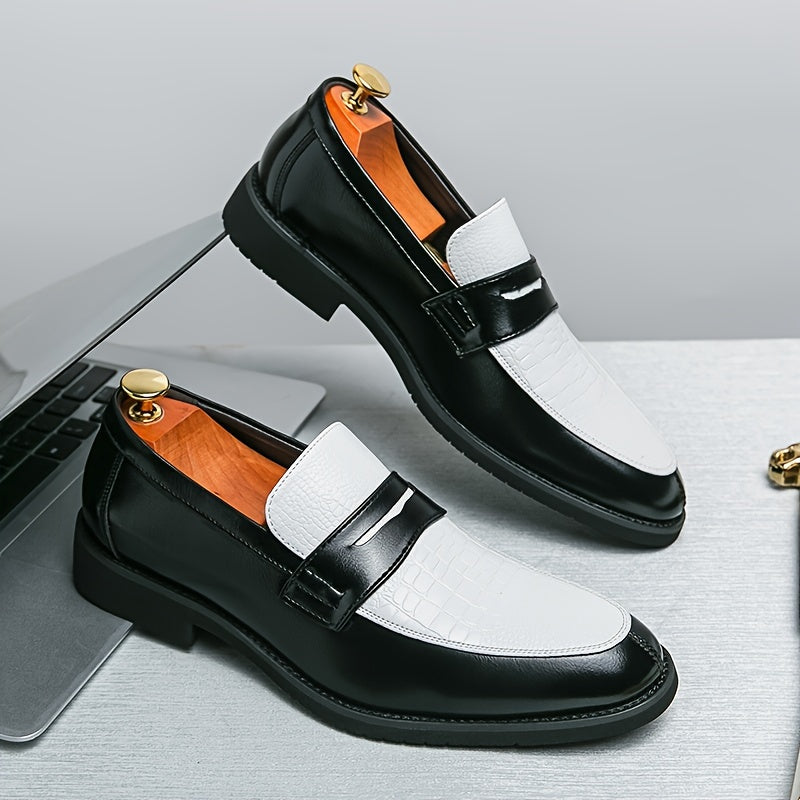 Stylish Men's Color Block Slip-On Loafers - Ultra Comfy, Non-Slip, Durable Rubber Sole, Breathable, Easy to Wear, Versatile Platform Dress Shoes for Formal and Casual Occasions - Men's Footwear