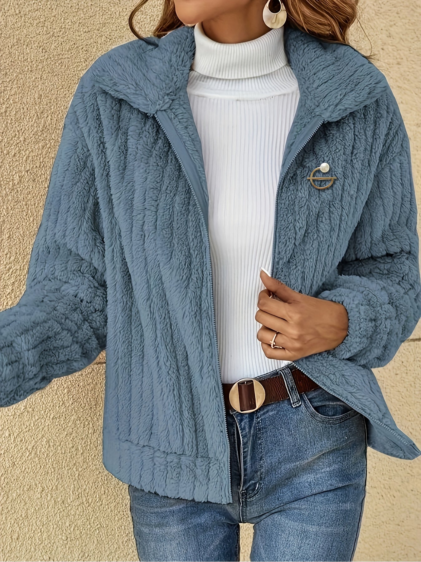 Women's Luxurious Fuzzy Coat - Toasty Elegance, Chic Open Front Design, Long Sleeve Comfort, Versatile for Casual & Formal Occasions - Cozy Fashion Outerwear