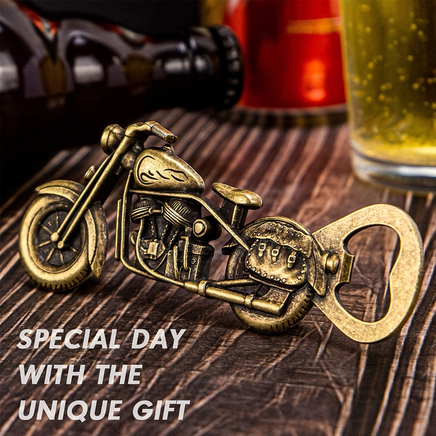 1pc Golden Motorcycle Bottle Opener - Perfect Gift for Beer Lovers and Men -  5 Inches/2 Inches/0.3 Inches - 3 Ounces -  Unique Design -  Durable Metal Construction -  Ideal for Parties & Home Bars