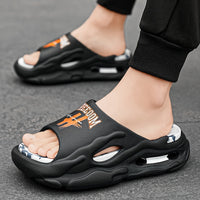 Men's Trendy Street Style Open Toe Breathable Chunky Slippers, Comfy Non Slip Durable Soft Sole EVA Slides, Men's Footwear