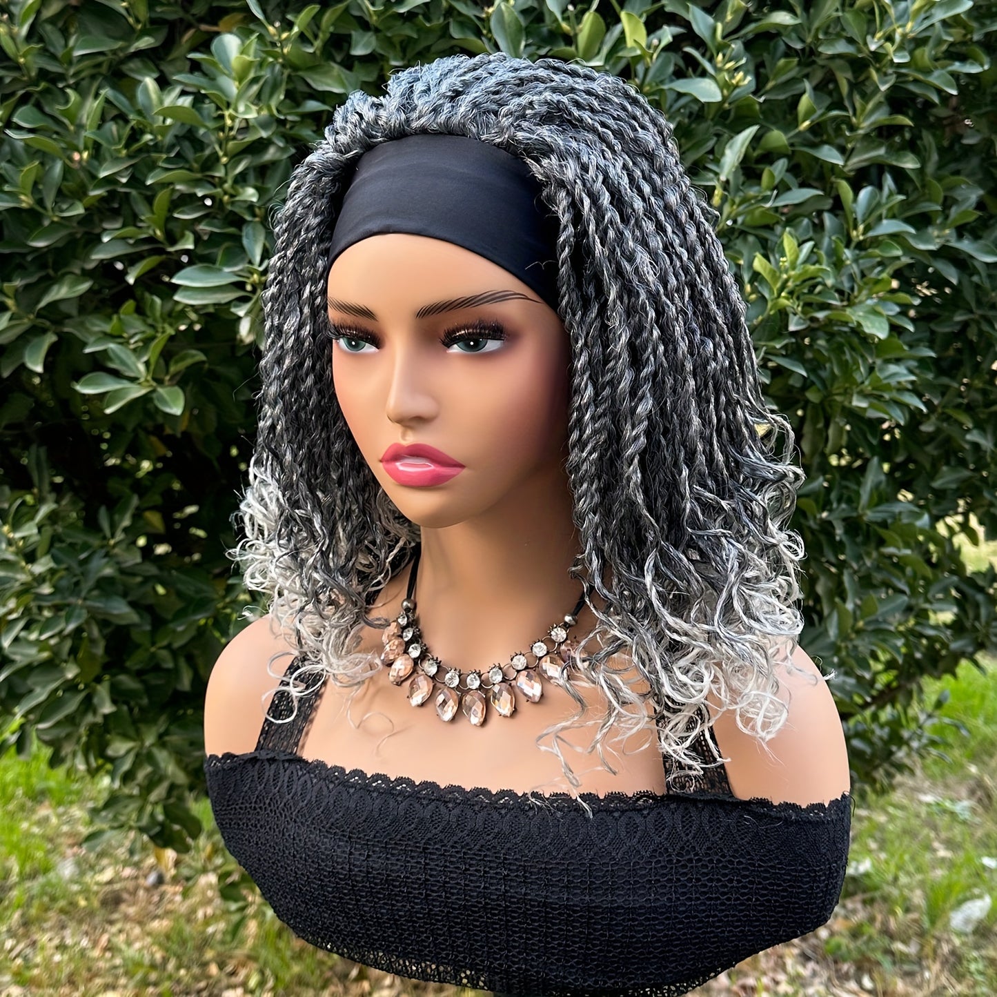 Flattering Short Box Braided Headband Wig - Virtually Heatproof, Effortless Crochet Style - Superb Synthetic Hair for Black Women - Fashionable Bob, Secure Machine Made Wig
