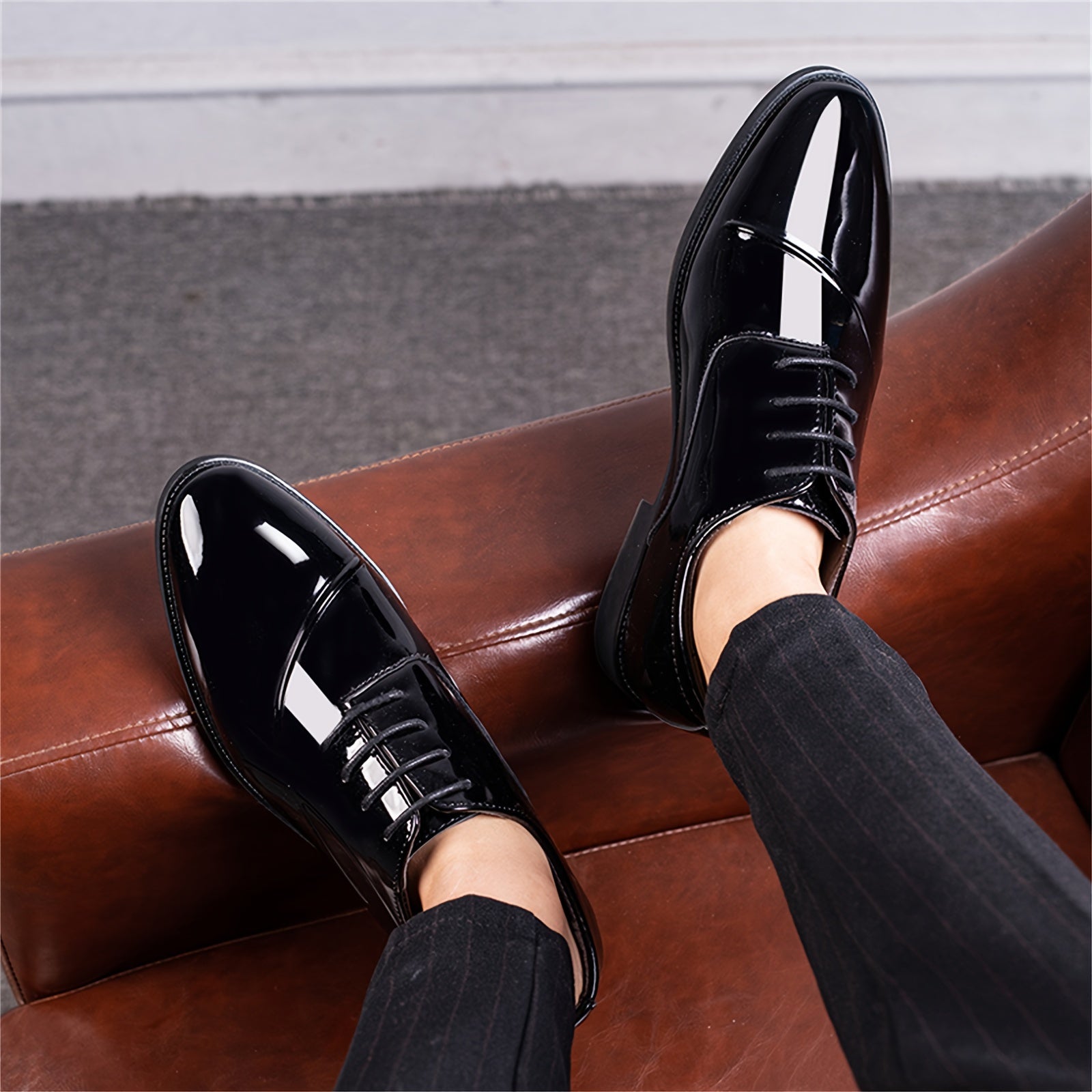 Men's Dress Shoes Classic Modern Formal Business Oxford Comfortable Tuxedo Casual Lace Up Derbys Shoes for Men Father's Day Gift