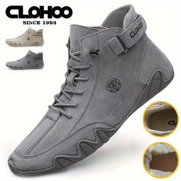 [CLOHOO Boots] CLOHOO Brand Men's Pig Short Boots | Preppy Style, Round Toe, Solid Color, Elastic Closure, Lining | England Scene, Spring, Fall, Winter, Summer