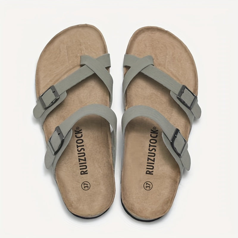 Men's Vintage Open Toe Breathable Slippers, Comfy Non Slip Casual Durable Rubber Sole Walking Shoes, Men's Footwear