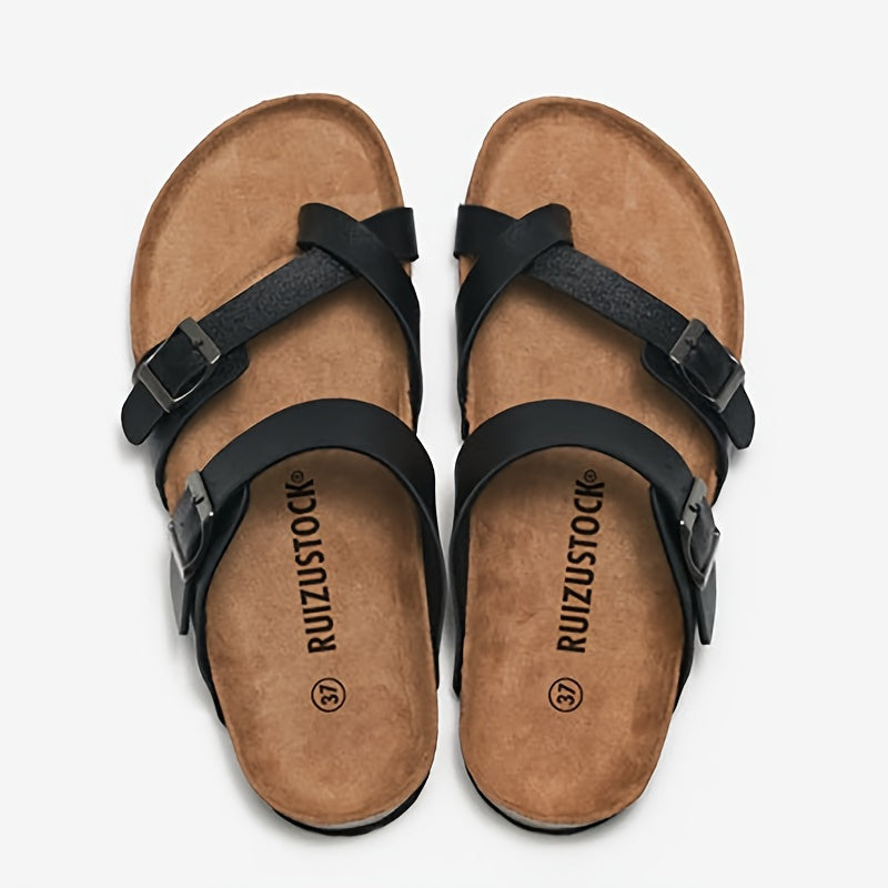 Men's Vintage Open Toe Breathable Slippers, Comfy Non Slip Casual Durable Rubber Sole Walking Shoes, Men's Footwear