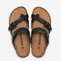 Men's Vintage Open Toe Breathable Slippers, Comfy Non Slip Casual Durable Rubber Sole Walking Shoes, Men's Footwear