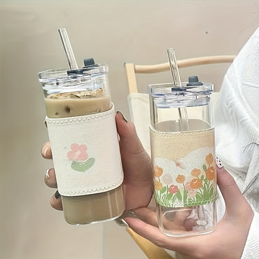 4/6/8pcs Square Glass, Bpa-Free, High Borosilicate Material 13Oz Capacity Coffee Cups, Suitable for Office, Home, Travel Drinkware, Gifts for Her, Easter And Wedding Gift