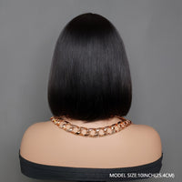 [180% Full Human Hair Bob Wig] Straight Short Bob Wig With Bangs 100% Human Hair Full Machine Made Bob Wigs Glueless Straight Wigs For Women 180%