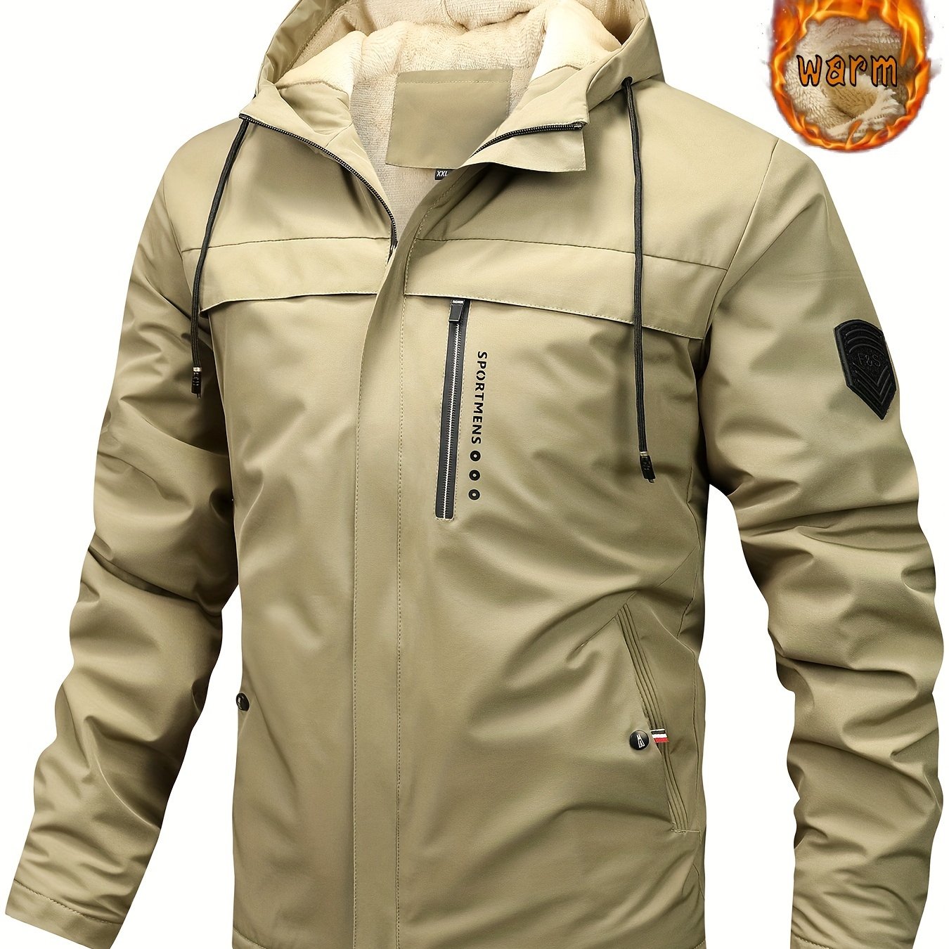 Men's Warm Fleece Casual Winter Hooded Jacket Coat For Outdoor Activities