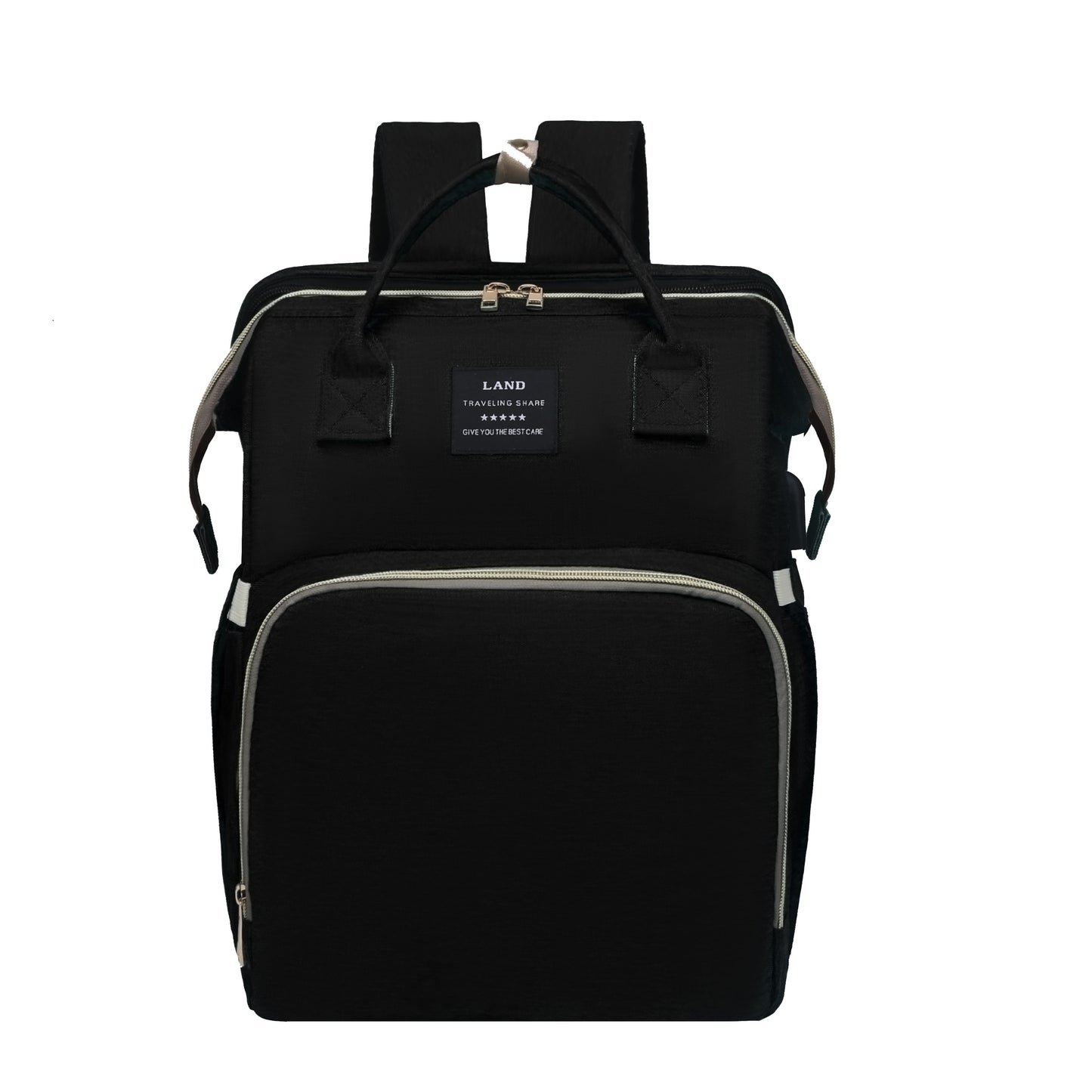 Lamroro Moire Diaper Bag Backpack, Soft Shell, Multifunctional, Large Capacity, Travel Backpack with Changing Station, Sunshade, Breathable Mosquito Net, Zipper Closure, Mixed Color, Polyester Fiber, with Utility Pocket, for