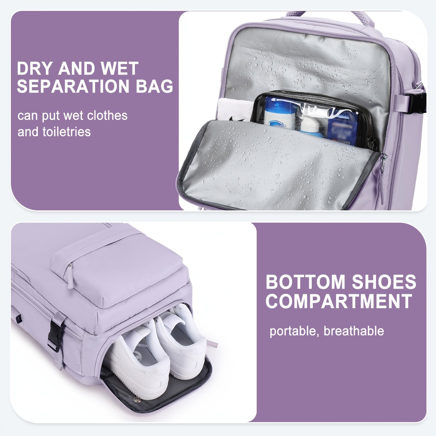Large Capacity Multifunctional Leisure Backpack for Travel, with Dry Wet Separation Layer and Independent Shoe Compartment, and Anti-Theft Zipper Pocket, Lightweight and Portable, Suitable for Trave