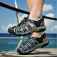 Summer Big Size Men'S Sandals Thick Sole Wear-resistant Outdoor Sports Toe-covered Leisure Sandals Breathable Hollow Men'S Beach Shoes Four-season Slippers