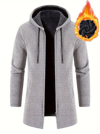 Men's Autumn And Winter Plush Thick Warm Mid Length Hooded Cardigan Best Sellers