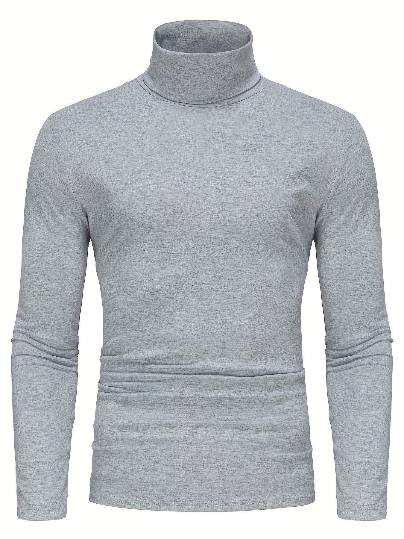 Long-Sleeved Multicolor Turtleneck Shirt for Men - Soft Medium Stretch Polyester Fabric, Regular Fit, High Neck Collar, Machine Washable, Perfect for Spring and Fall Seasons
