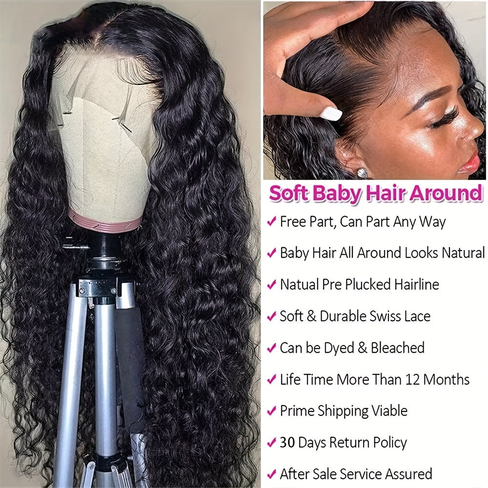 EMOL 180% Density Kinky Curly 13x4 Lace Front Wig - Pre-Plucked 4C Natural Look, Transparent Lace, Glueless for All Women