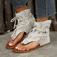 Cross-border Cool Boots European and American Hot Selling Retro Comfortable Flat Bottom Tassel Hollow Toe Women's Sandals