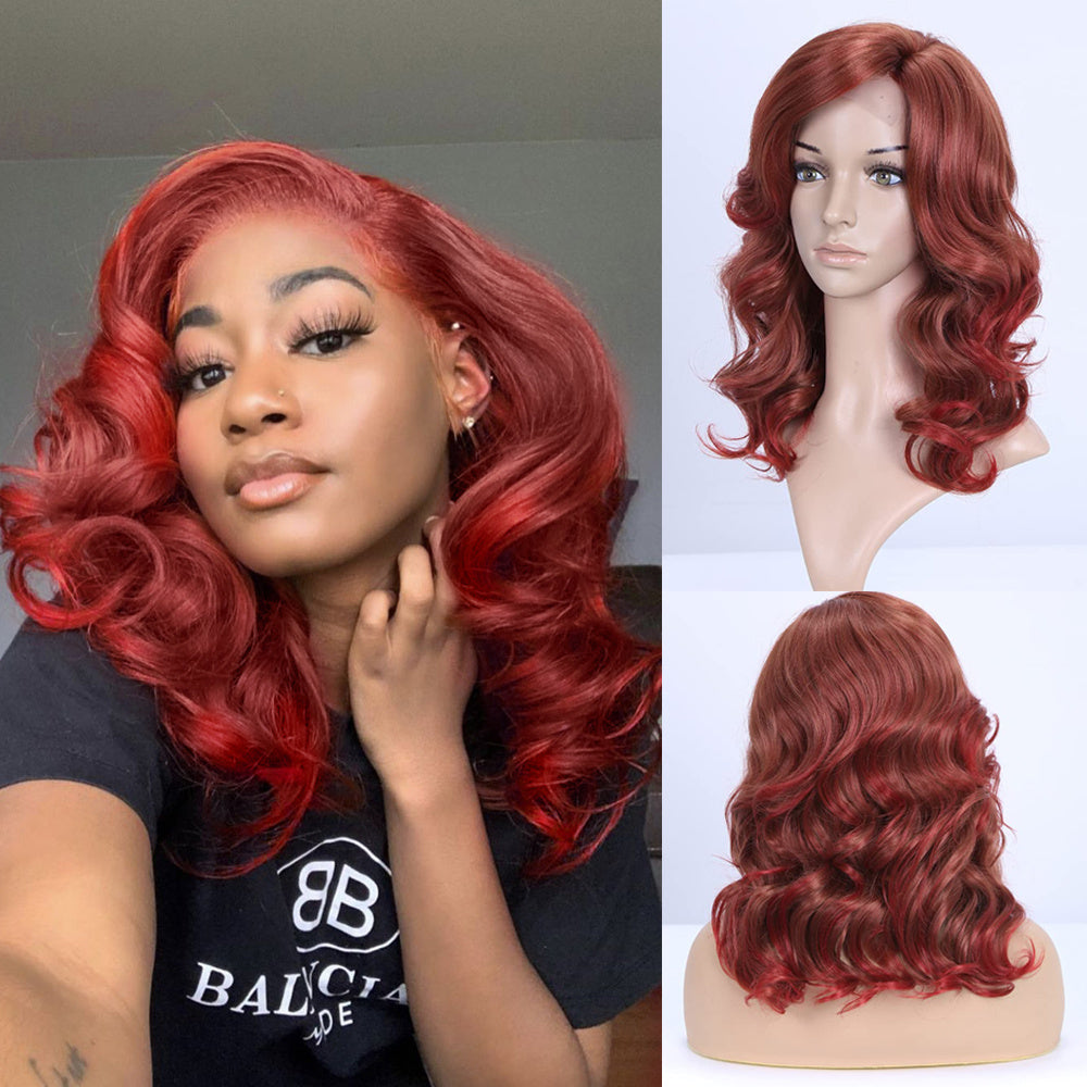 [130% Density Heat Resistant Wig] Chic Bob Wig for Women - Loose Curly, Side Part, Synthetic Lace Front in Black & Brown, 130% Density, Heat Resistant, Perfect for Cosplay & Daily Wear, Short Wig, Perruque
