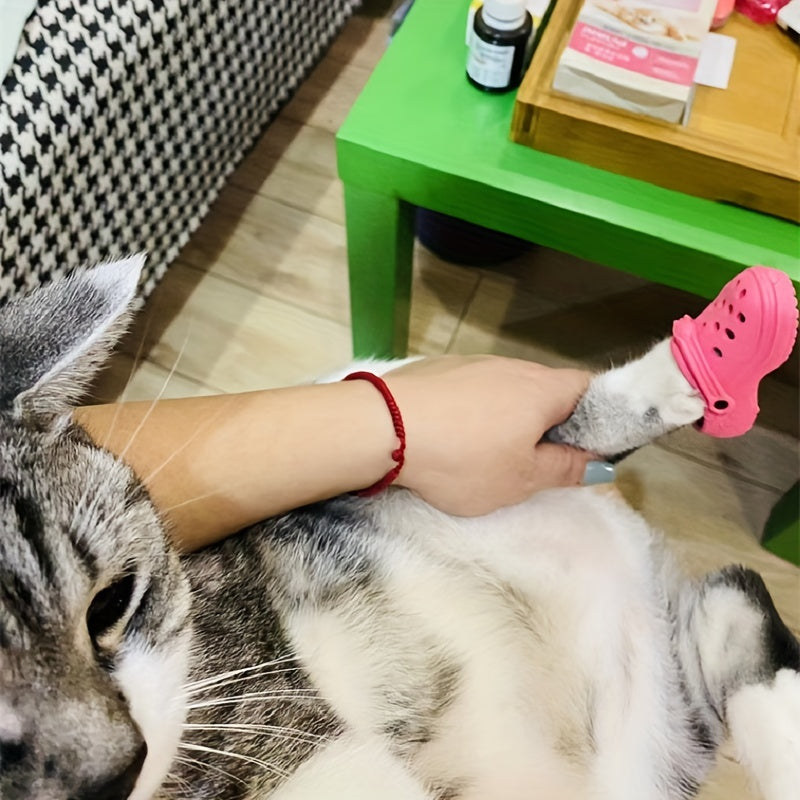 2pcs/set Pet Breathable And Comfortable Cat Shoes, Cute Puppy Sandals, Candy Color, Summer Outdoor Anti-slip, Anti-scratch, Durable Bite Dog Boots For Small Cats And Dogs Gifts Supplies
