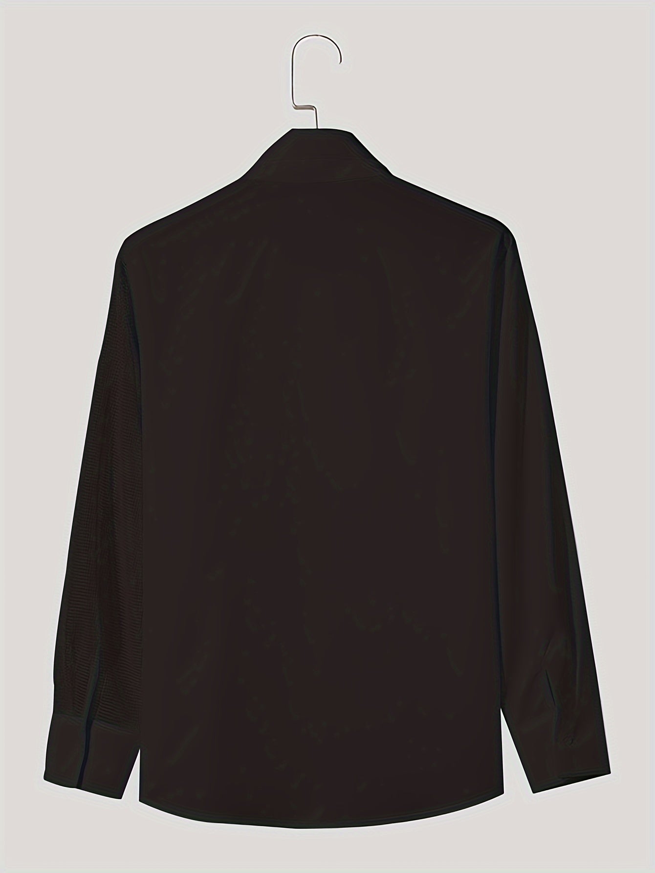 Cross-border foreign trade Men's shirt autumn new Men's casual shirt European and American Men's high-end banquet gentleman shirt plain long-sleeved net splicing shirt performance uniform