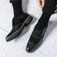 Men'S Dress Shoes Leather Classic Formal Men Oxfords Retro Derby Oxford