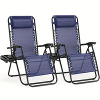 Set Of 2 Zero Cravity Lounge Chairs, Ergonomic Adjustable Lying Angle Sturdy Steel& Mesh Support