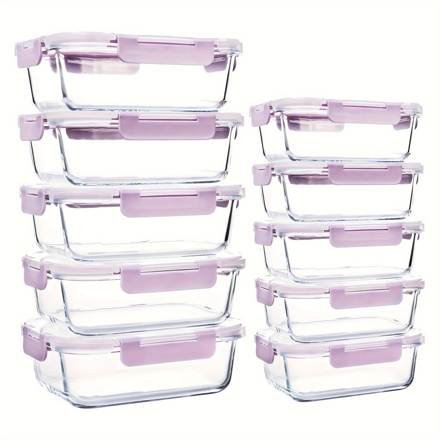 10-PACK Glass Meal Prep Containers Set, Food Storage Containers With Airtight Lids, Glass Lunch Boxes For Home Kitchen Office Lunch