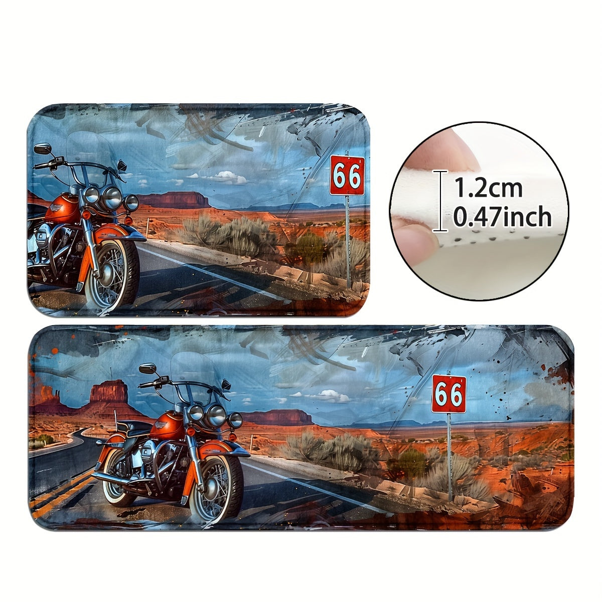 1/2pcs, Motorcycles And Route 66 Kitchen Rugs Non Slip Washable Thicken Kitchen Mat Kitchen Carpet Rugs For Kitchen Floor Kitchen Mats For Floor Kitchen Rugs Non Slip Kitchen Runner