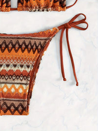 Bohemian Bikini Set, Adjustable Triangle Top With Tie Sides Bottoms, Summer Beach Swimwear, Women's Sexy Two Piece Bathing Suit