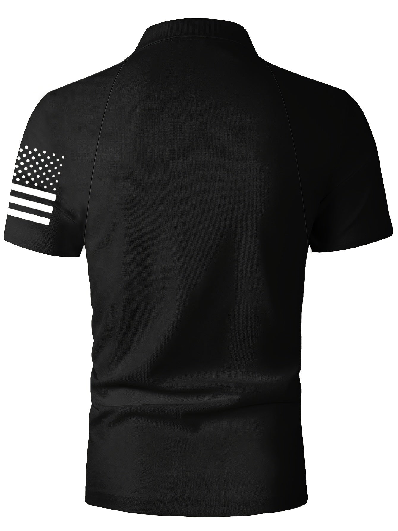 [American Flag Shirt] Lightweight American Flag Print Men's Casual Shirt - Comfortable Short Sleeve, Button-Up Collar, Black with Stars & Stripes Design, Polyester for Spring/Fall