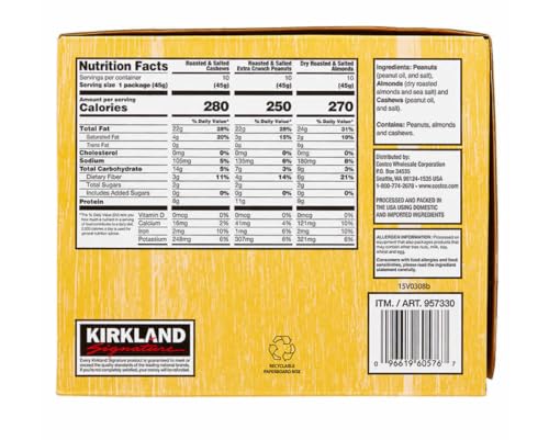 Kirkland Signature Snacking Nuts, Variety Pack, 1.6 oz, 30-count