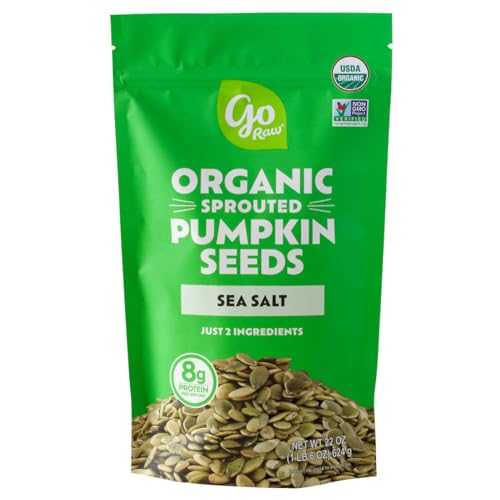 Go Raw Sprouted Organic Pumpkin Seeds with Sea Salt, 22 oz, 1.4 Pound Bag