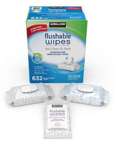 Flushable Wipe- Kirkland Signature Moist Flushable Wipes, 180 Wipes (Pack of 3)