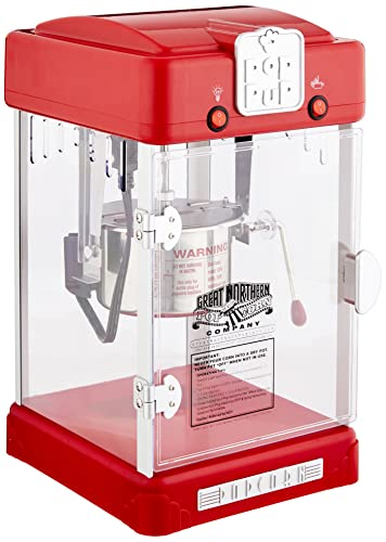 Pop Pup Popcorn Machine - 2.5oz Popper with Stainless-Steel Kettle, Serving Tray, Warming Light and Accessories by Great Northern Popcorn (Red)